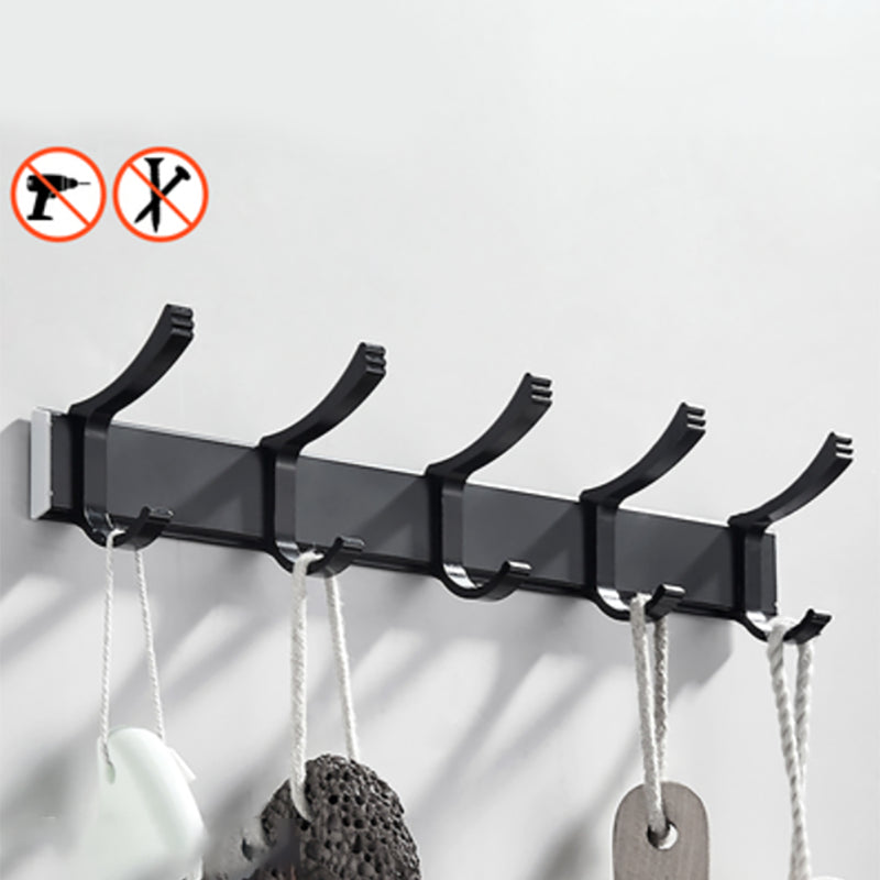 Modern Classic Bath Hardware Set Matte Black Robe Hooks/Towel Bar & Bath Shelf