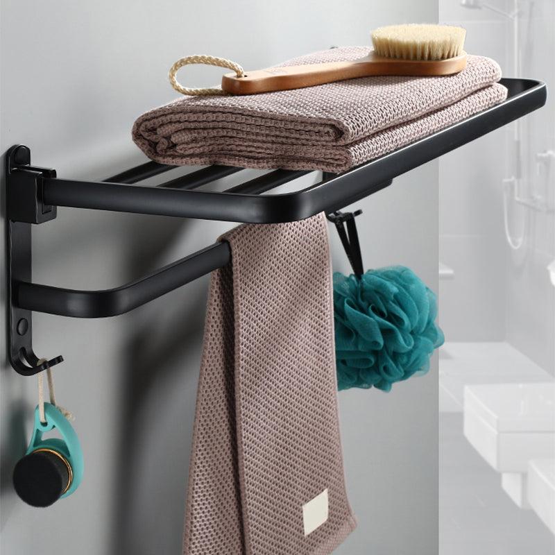 Contemporary Bathroom Accessory Set Black Finish Robe Hooks/Towel Ring Bar