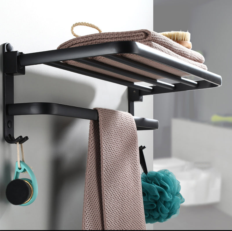 Contemporary Bathroom Accessory Set Black Finish Robe Hooks/Towel Ring Bar