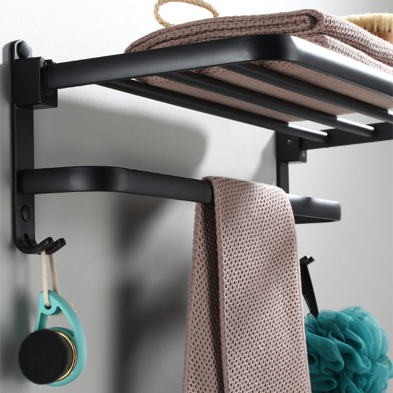 Contemporary Bathroom Accessory Set Black Finish Robe Hooks/Towel Ring Bar