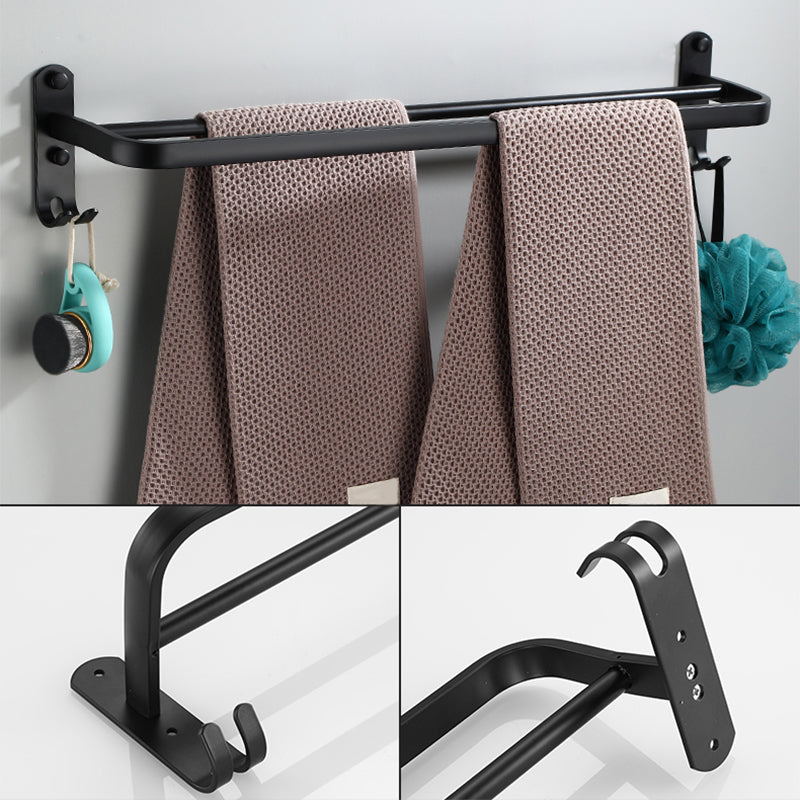 Contemporary Bathroom Accessory Set Black Finish Robe Hooks/Towel Ring Bar