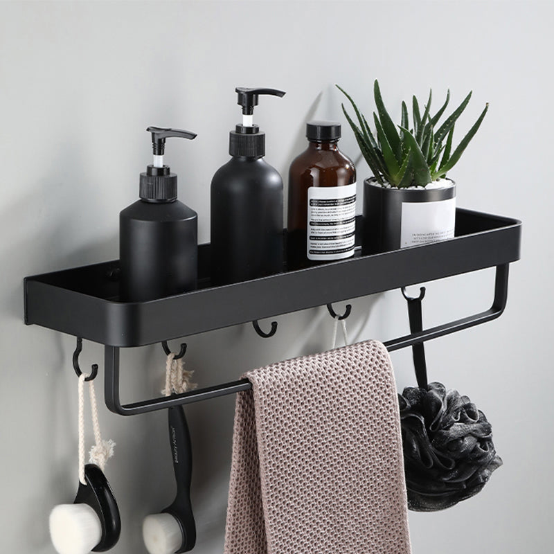 Contemporary Bathroom Accessory Set Black Finish Robe Hooks/Towel Ring Bar