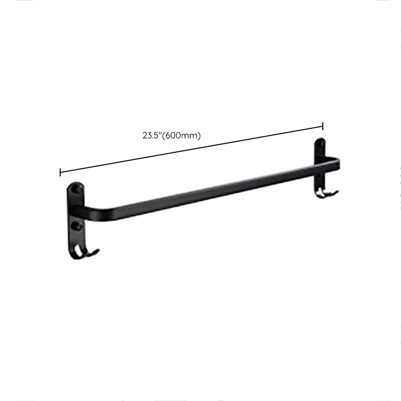 Contemporary Bathroom Accessory Set Black Finish Robe Hooks/Towel Ring Bar