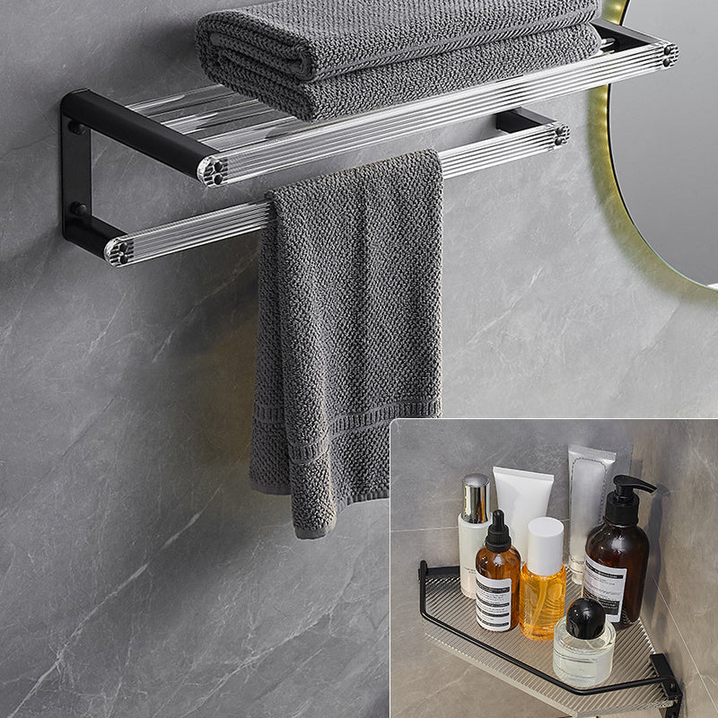 Modern Bathroom Accessory Kit Bath Shelf/Towel Bar & Robe Hooks Included