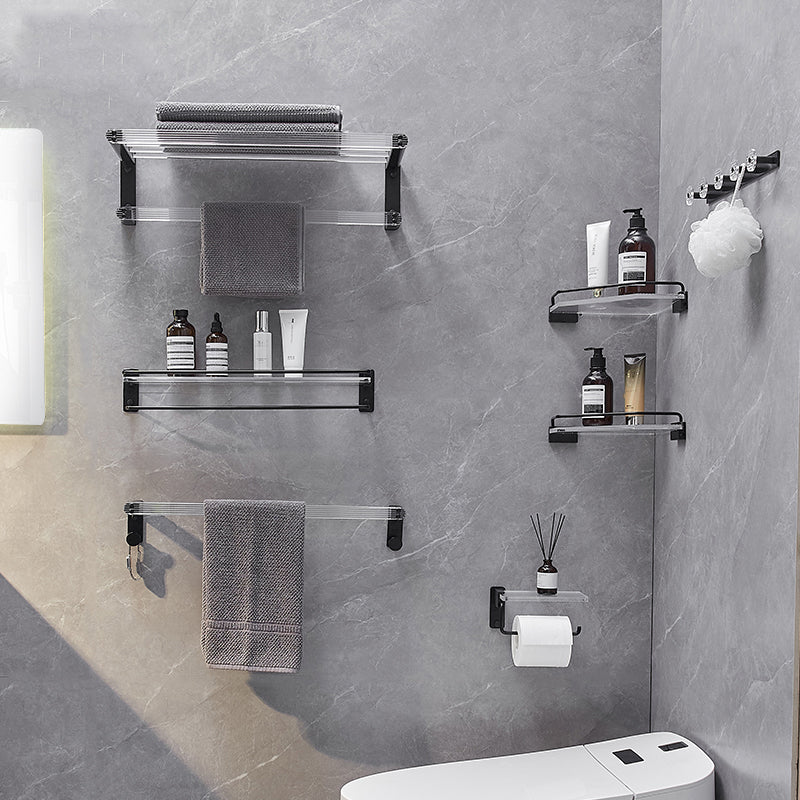 Modern Bathroom Accessory Kit Bath Shelf/Towel Bar & Robe Hooks Included