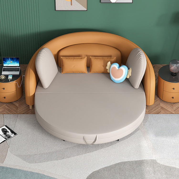 Contemporary Faux Leather Daybed with Upholstered Headboard Animals Theme