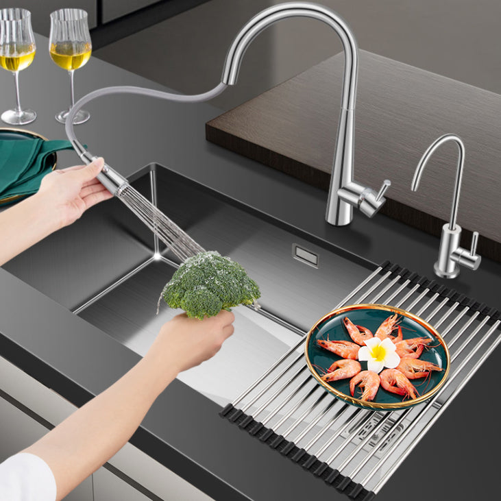 Contemporary Style Kitchen Sink Stainless Steel Noise-cancelling Design Kitchen Sink