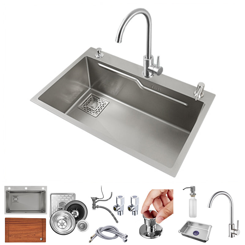 Classic Style Kitchen Sink Stainless Steel Drop-In Kitchen Sink with Drain Strainer Kit