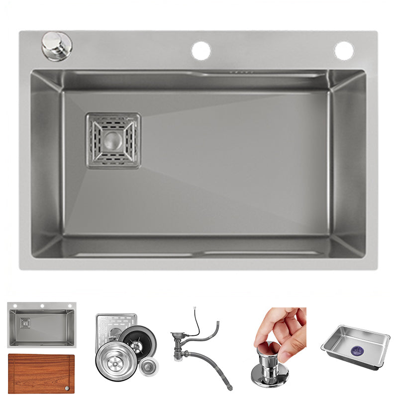 Classic Style Kitchen Sink Stainless Steel Drop-In Kitchen Sink with Drain Strainer Kit