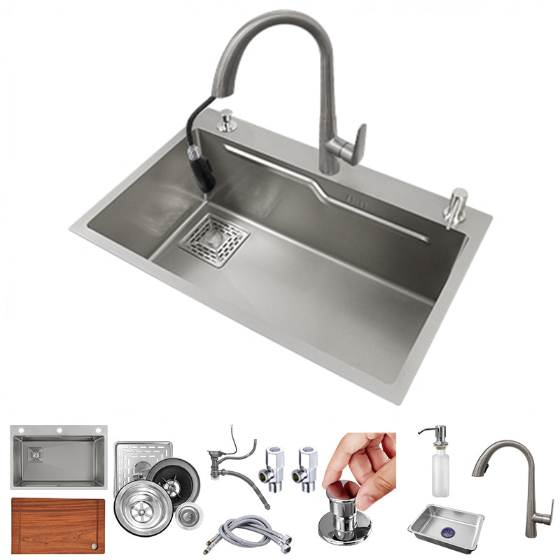 Classic Style Kitchen Sink Stainless Steel Drop-In Kitchen Sink with Drain Strainer Kit