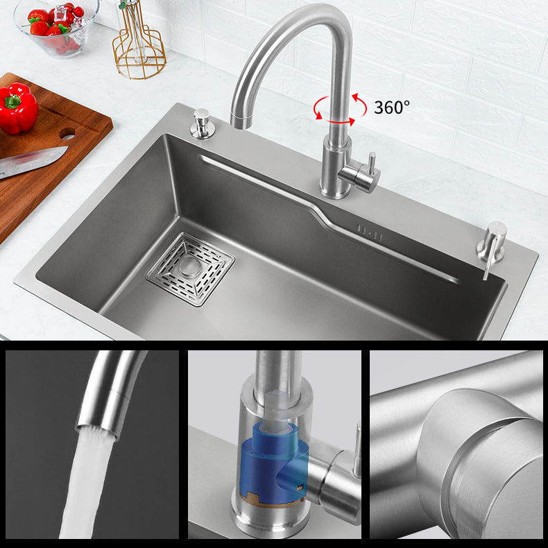 Classic Style Kitchen Sink Stainless Steel Drop-In Kitchen Sink with Drain Strainer Kit