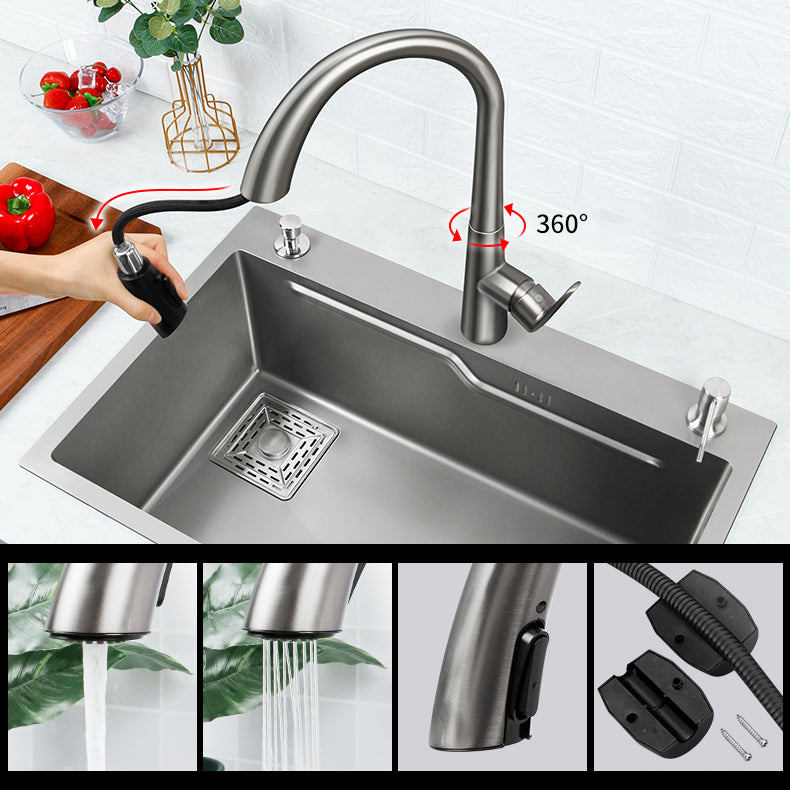 Classic Style Kitchen Sink Stainless Steel Drop-In Kitchen Sink with Drain Strainer Kit