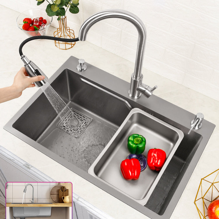 Classic Style Kitchen Sink Stainless Steel Drop-In Kitchen Sink with Drain Strainer Kit