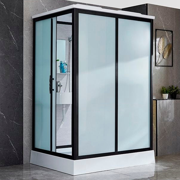 Framed Tempered Glass Shower Kit with Base Included Framed Shower Stall