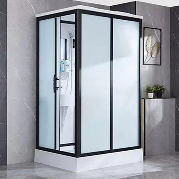 Framed Tempered Glass Shower Kit with Base Included Framed Shower Stall