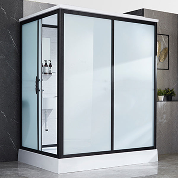 Framed Tempered Glass Shower Kit with Base Included Framed Shower Stall