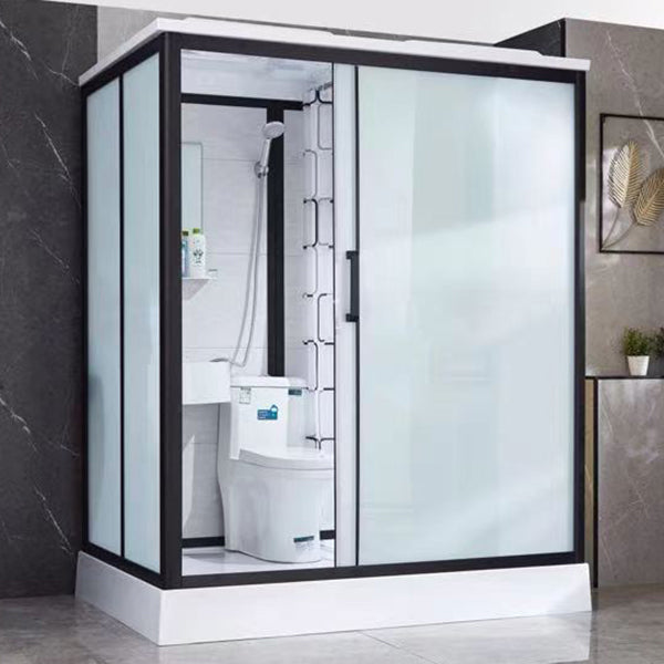 Framed Tempered Glass Shower Kit with Base Included Framed Shower Stall