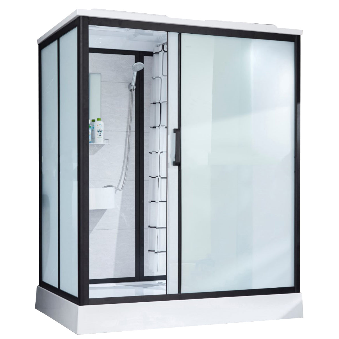 Framed Tempered Glass Shower Kit with Base Included Framed Shower Stall