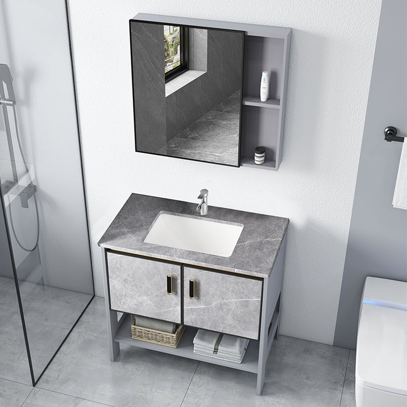Modern Aluminium Faucet Included Bathroom Sink Vanity with Soft Close Door