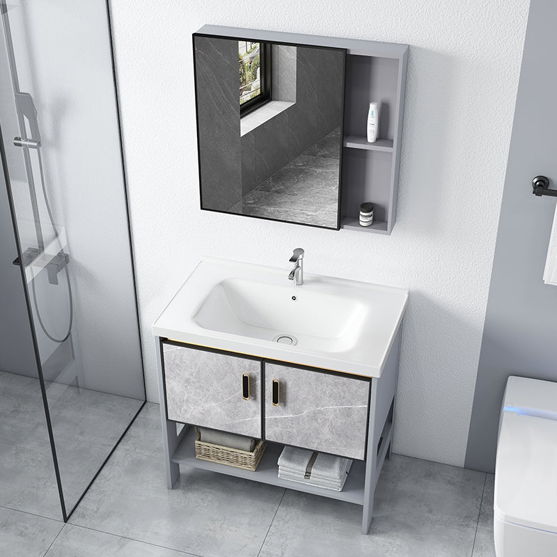 Modern Aluminium Faucet Included Bathroom Sink Vanity with Soft Close Door