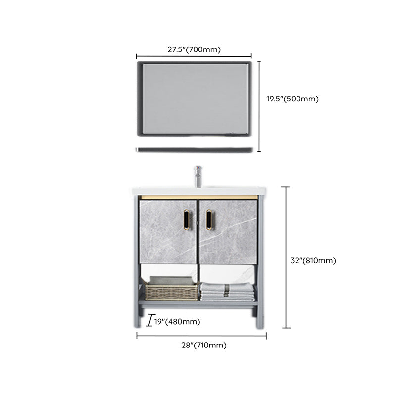 Modern Aluminium Faucet Included Bathroom Sink Vanity with Soft Close Door