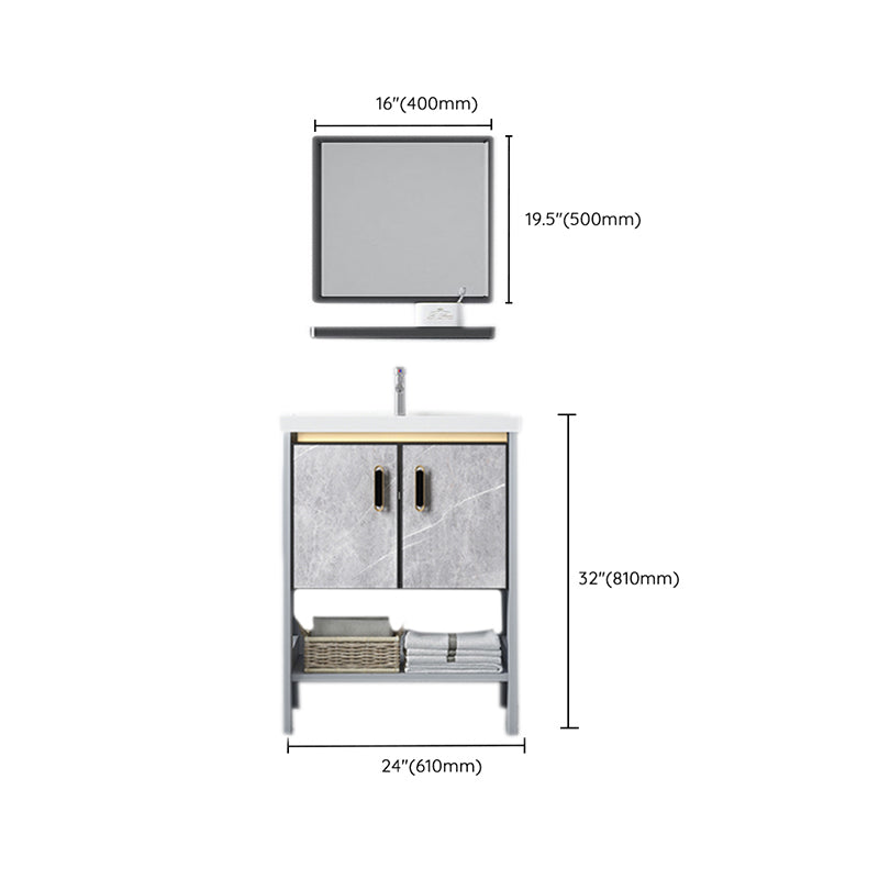 Modern Aluminium Faucet Included Bathroom Sink Vanity with Soft Close Door