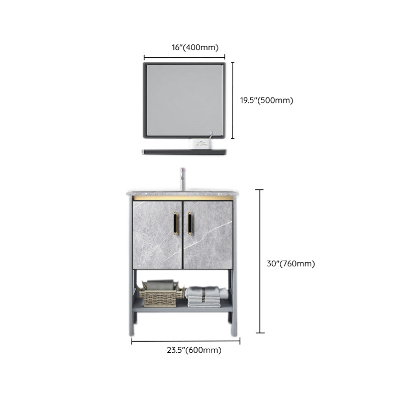 Modern Aluminium Faucet Included Bathroom Sink Vanity with Soft Close Door