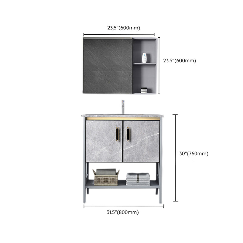 Modern Aluminium Faucet Included Bathroom Sink Vanity with Soft Close Door