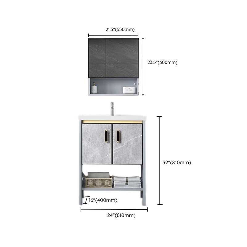 Modern Aluminium Faucet Included Bathroom Sink Vanity with Soft Close Door