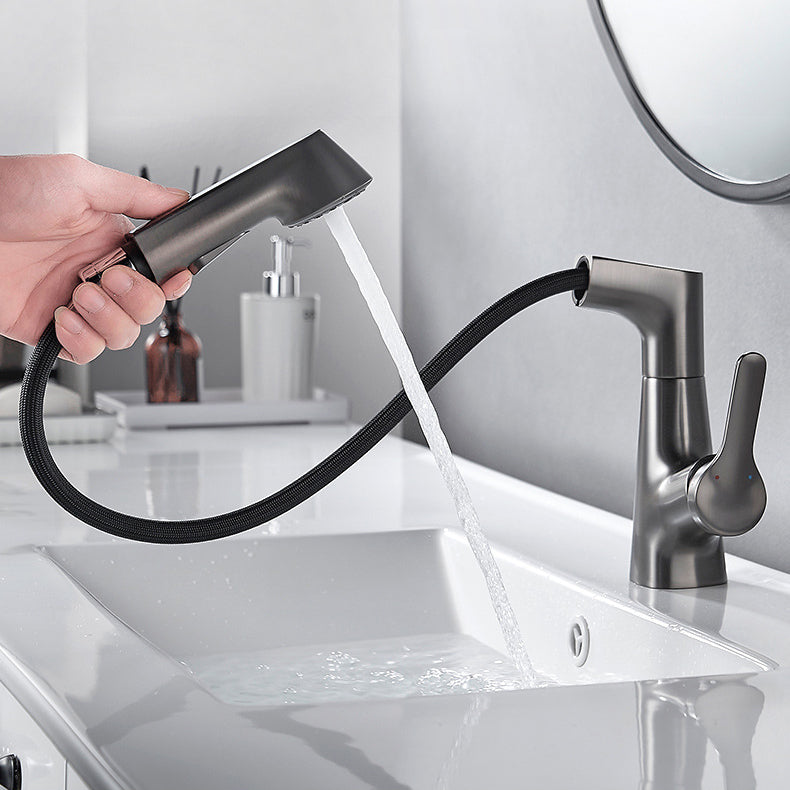 Modern Copper Vessel Faucet Lever Handles Retractable Low Arc Vessel Faucet