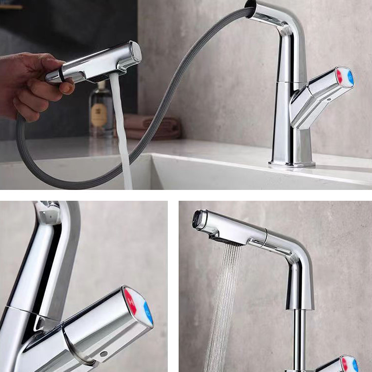 Brass Contemporary Sink Faucet Pull-out Circular Bathroom Faucet