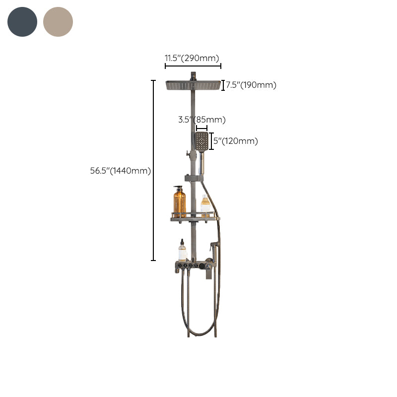 Modern Shower System Rectangle Handle Lever Wall Mounted Copper Shower System