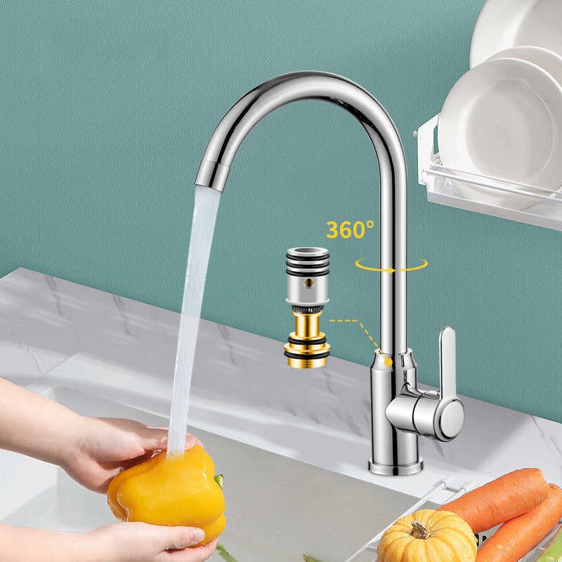 Modern Single Handle Kitchen Faucet 304 Stainless Steel Faucet in Chrome