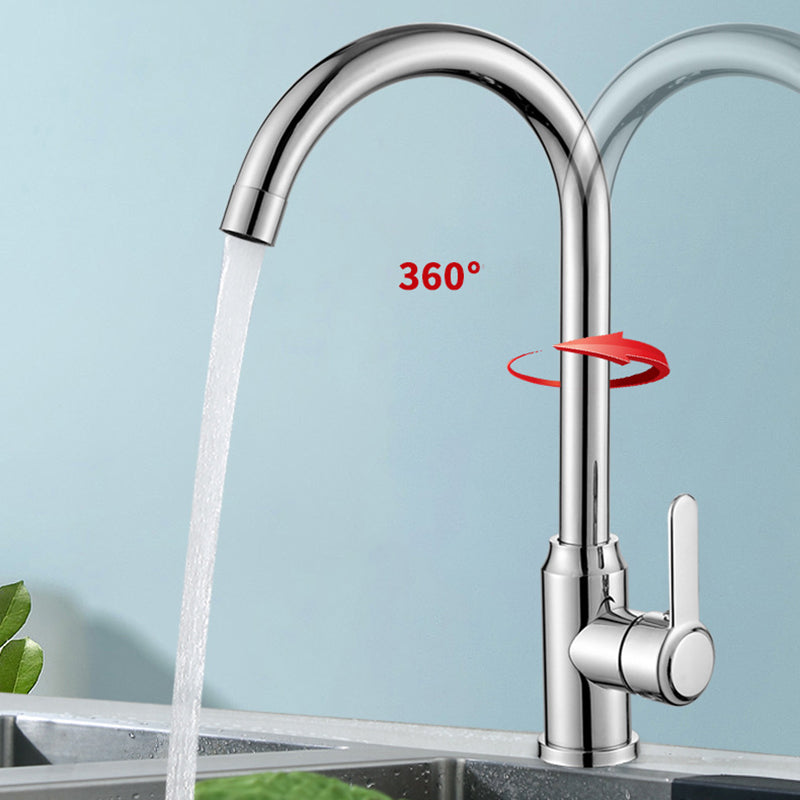 Modern Single Handle Kitchen Faucet 304 Stainless Steel Faucet in Chrome