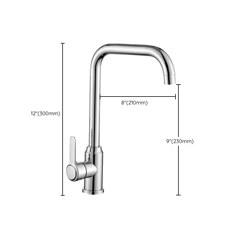 Modern Single Handle Kitchen Faucet 304 Stainless Steel Faucet in Chrome