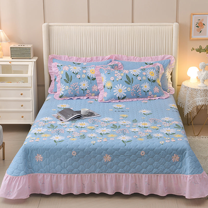 Pure Cotton Bed Sheet Home Bedroom Dormitory Simple Floral Fitted Sheet