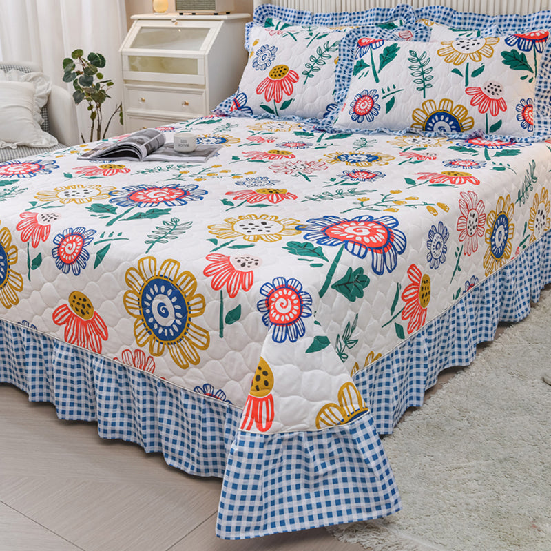 Pure Cotton Bed Sheet Home Bedroom Dormitory Simple Floral Fitted Sheet