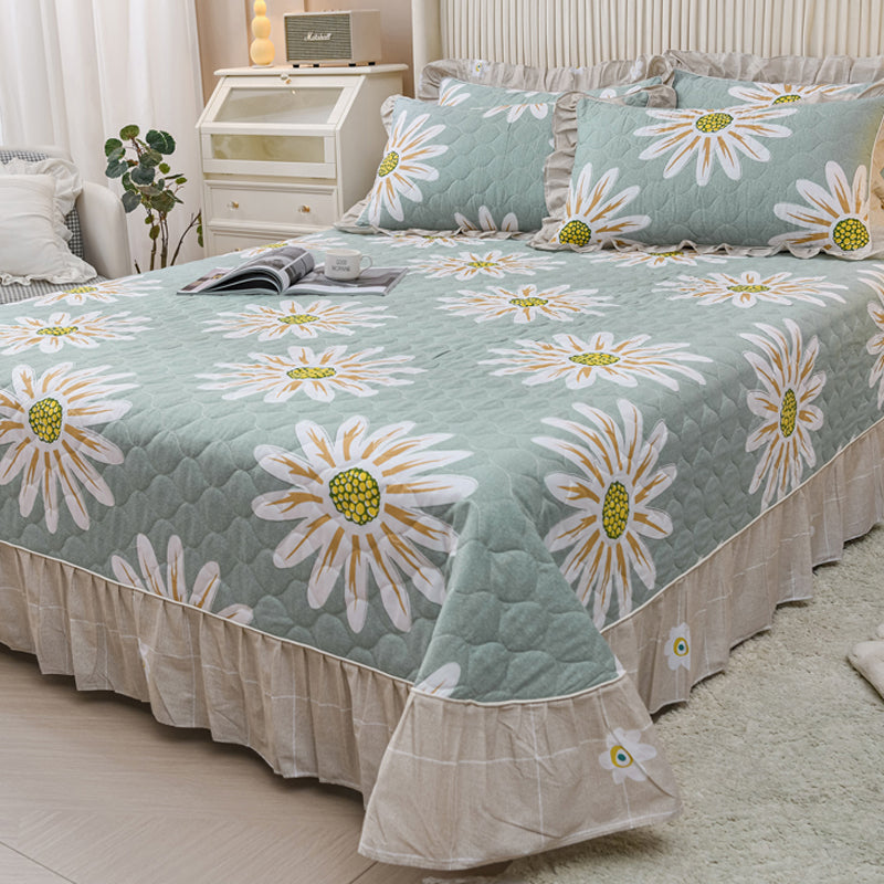 Pure Cotton Bed Sheet Home Bedroom Dormitory Simple Floral Fitted Sheet