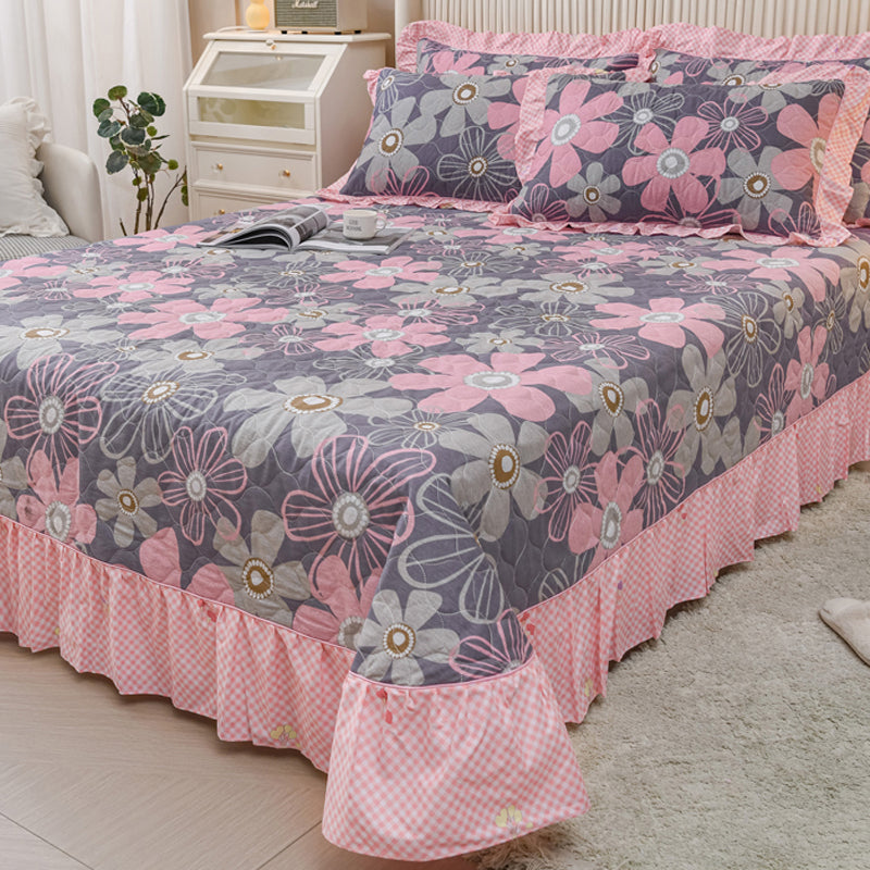 Pure Cotton Bed Sheet Home Bedroom Dormitory Simple Floral Fitted Sheet