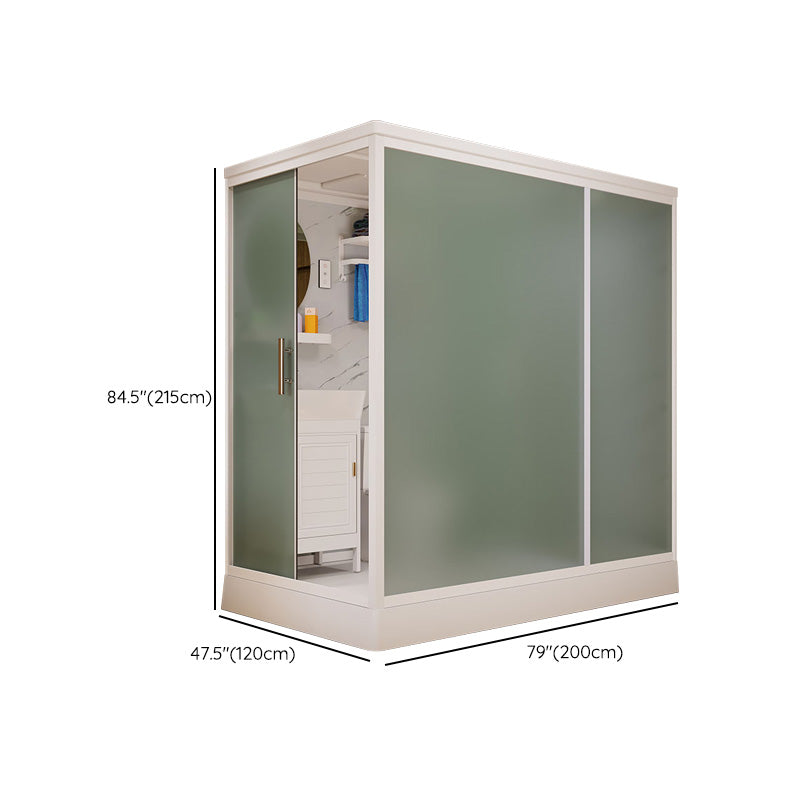 Frosted Glass Shower Enclosure Framed Single Sliding Shower Enclosure in White