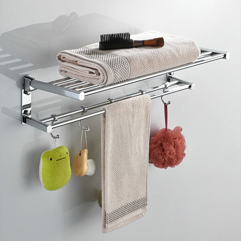 Polished Chrome Modern Bathroom Accessory Set Silver Towel Bar/Bath Shelf