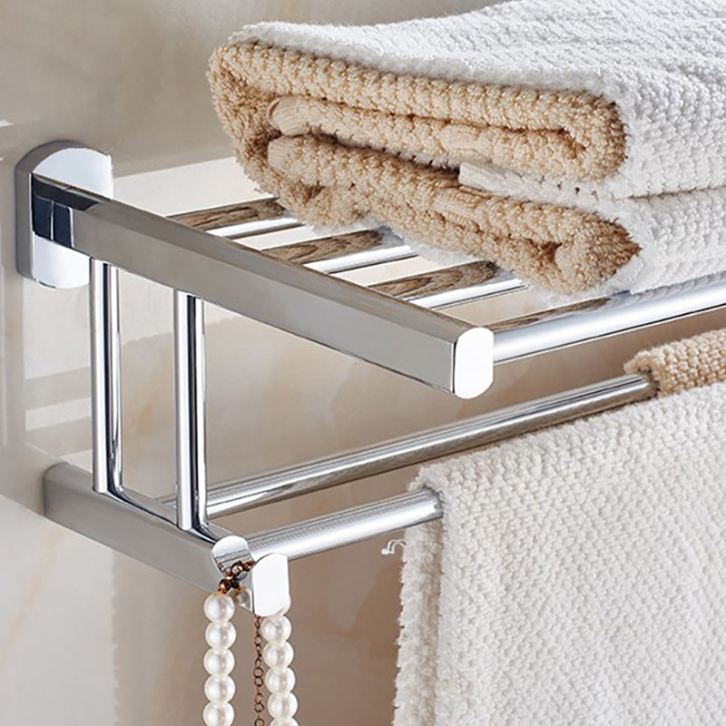 Polished Chrome Modern Bathroom Accessory Set Silver Towel Bar/Bath Shelf