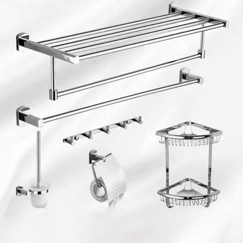 Polished Chrome Modern Bathroom Accessory Set Silver Towel Bar/Bath Shelf