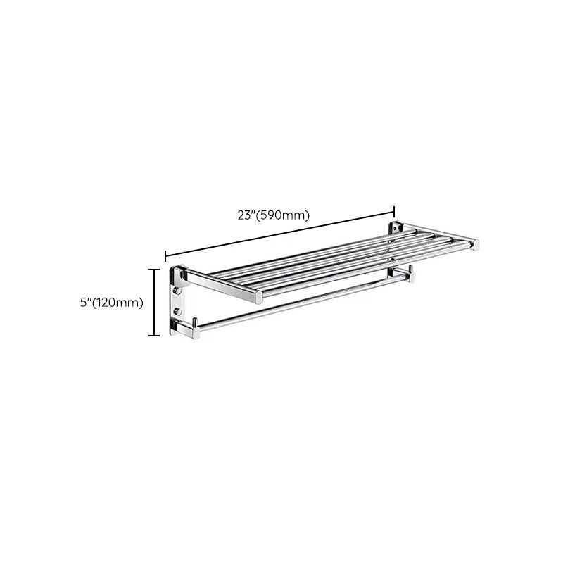 Polished Chrome Modern Bathroom Accessory Set Silver Towel Bar/Bath Shelf