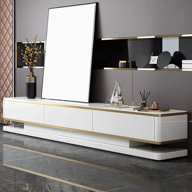 Enclosed Storage Media Console Glam TV Stand for Living Room