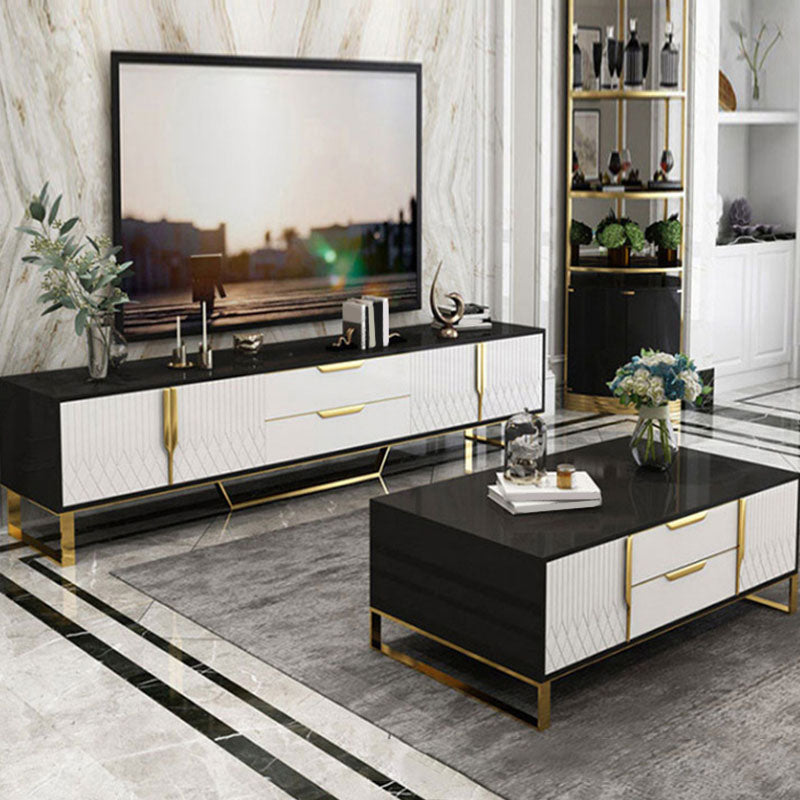 Wooden Media Console Contemporary TV Stand Console for Living Room