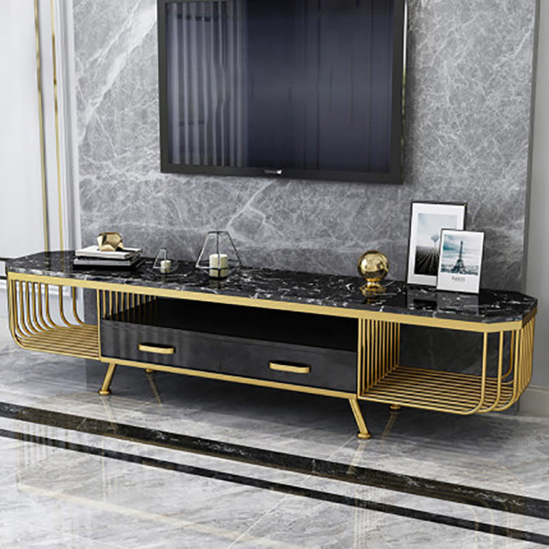 Open Storage Media Console Glam TV Stand Console with Drawer