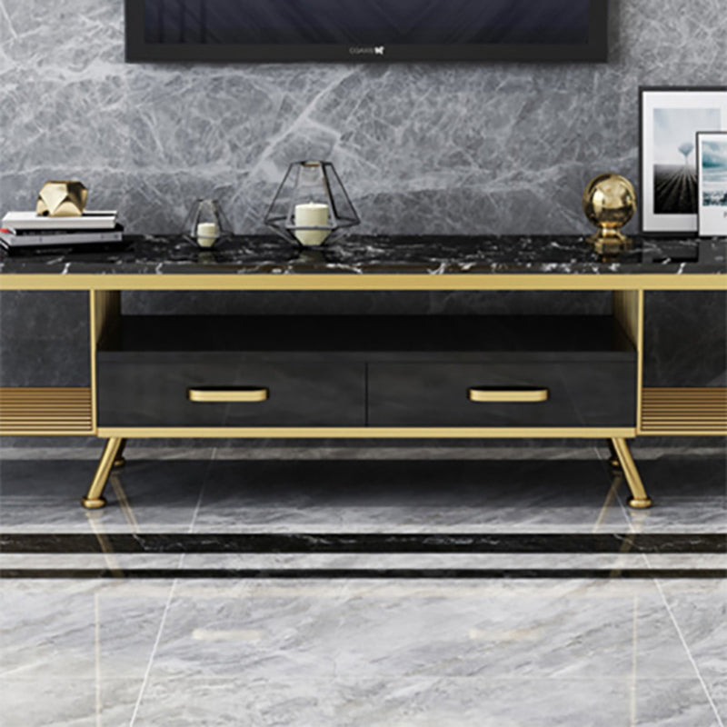 Open Storage Media Console Glam TV Stand Console with Drawer