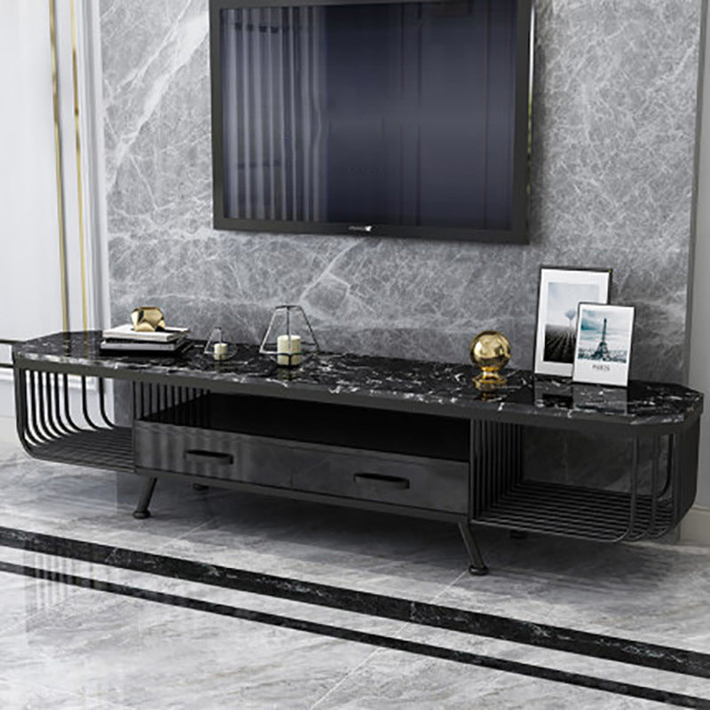 Open Storage Media Console Glam TV Stand Console with Drawer