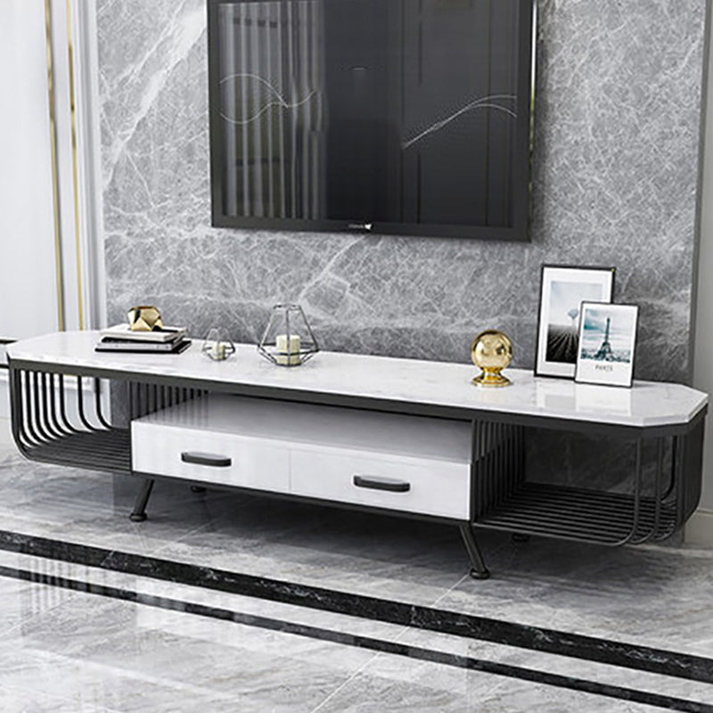 Open Storage Media Console Glam TV Stand Console with Drawer